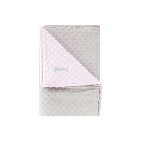 MANTA DOTS GRIS/ROSA DOBLE CARA COCHE (80X110) PIRULOS