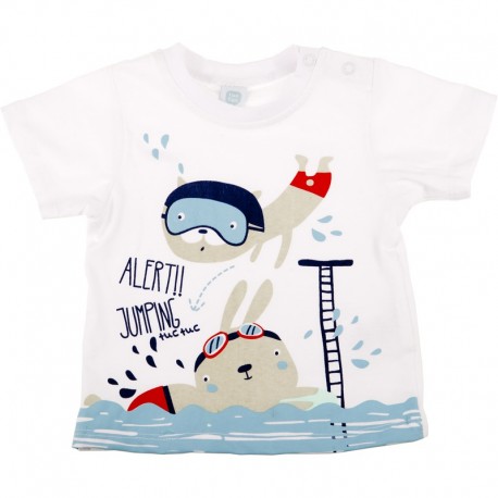 CAMISETA MANGA CORTA BLANCA NIÑO JUMPING SWIM TUC-TUC